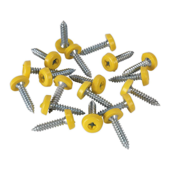 Sealey Numberplate Screw Plastic Enclosed Head 4.8 x 24mm Yellow Pack of 50 Sealey - Town Tools 