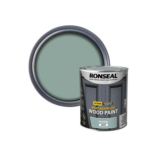 Ronseal 10 Year Weatherproof Wood Paint Duck Egg Blue Satin 750ml Ronseal - Town Tools