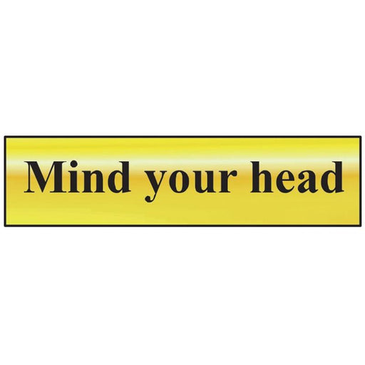 Scan Mind Your Head - Polished Brass Effect 200 x 50mm Scan - Town Tools