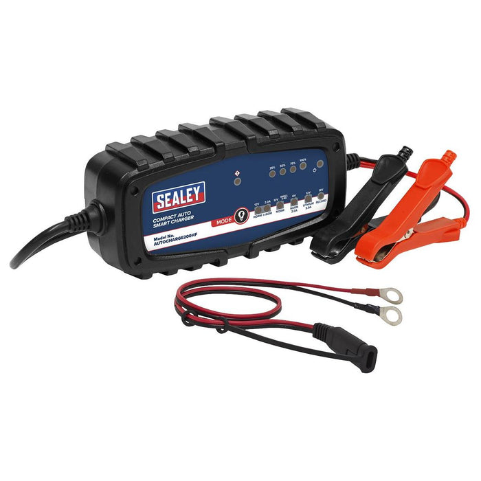 Sealey Compact Auto Smart Charger & Maintainer 2A 6/12V AUTOCHARGE200HF Sealey - Town Tools 