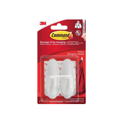 Command™ Medium White Designer Hooks (Pack 2) Command™ - Town Tools