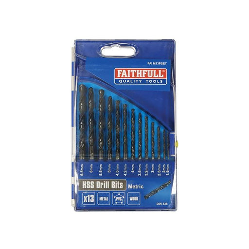 Faithfull HSS Jobber Drill Bit Set, 13 Piece (1.5-6.5mm) Faithfull - Town Tools