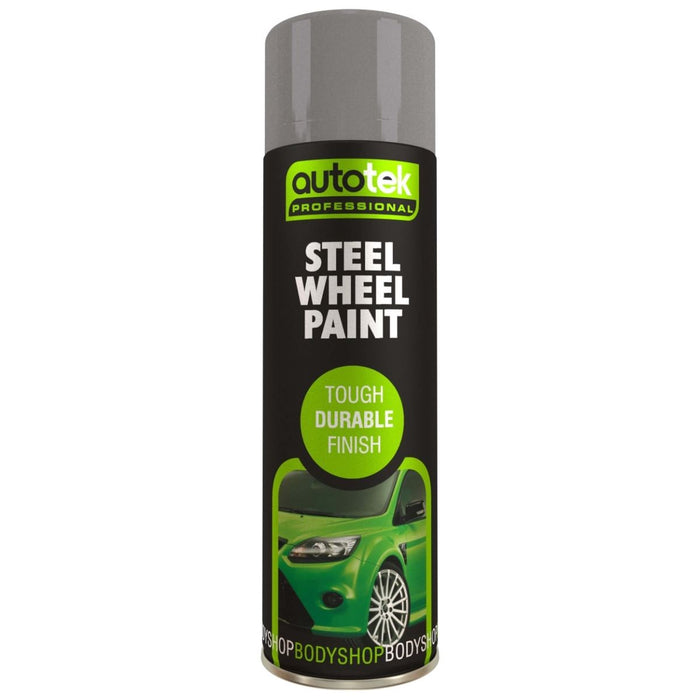 Autotek Silver Steel Wheel Paint 500ml Spray Paint High Coverage