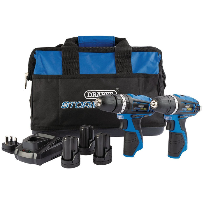 Draper Storm Force 10.8V Power Interchange Combi Drill and Rotary Drill Twin Kit Draper - Town Tools 