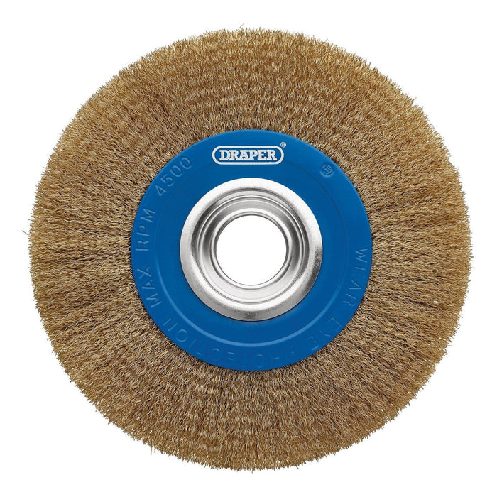 Draper Brassed Steel Bench Grinder Wire Wheel Brush, 200 x 31.75mm Draper - Town Tools