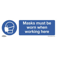 Sealey Mandatory Safety Sign Masks Must Be Worn Rigid Plastic SS57P1