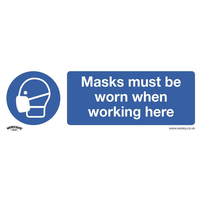 Sealey Mandatory Safety Sign Masks Must Be Worn Rigid Plastic SS57P1 Sealey - Town Tools 