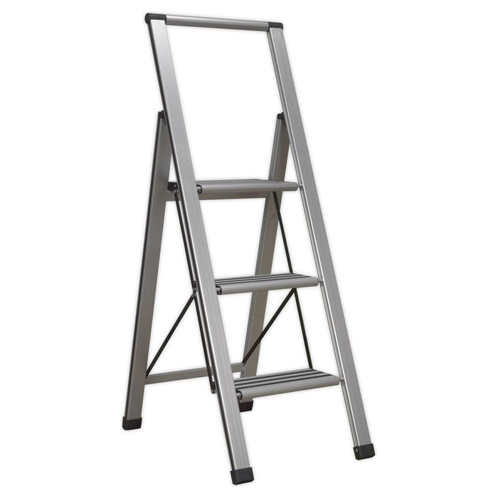 Sealey Aluminium Professional Folding Step Ladder 3-Step 150kg Capacity APSL3 Sealey - Town Tools 