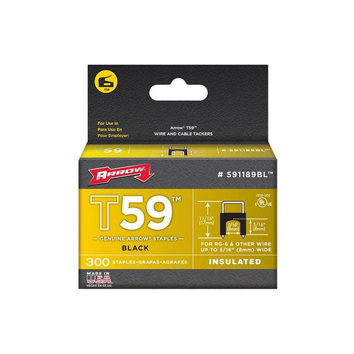 Arrow T59 Insulated Staples Black 8 x 8mm (Box 300) Arrow - Town Tools