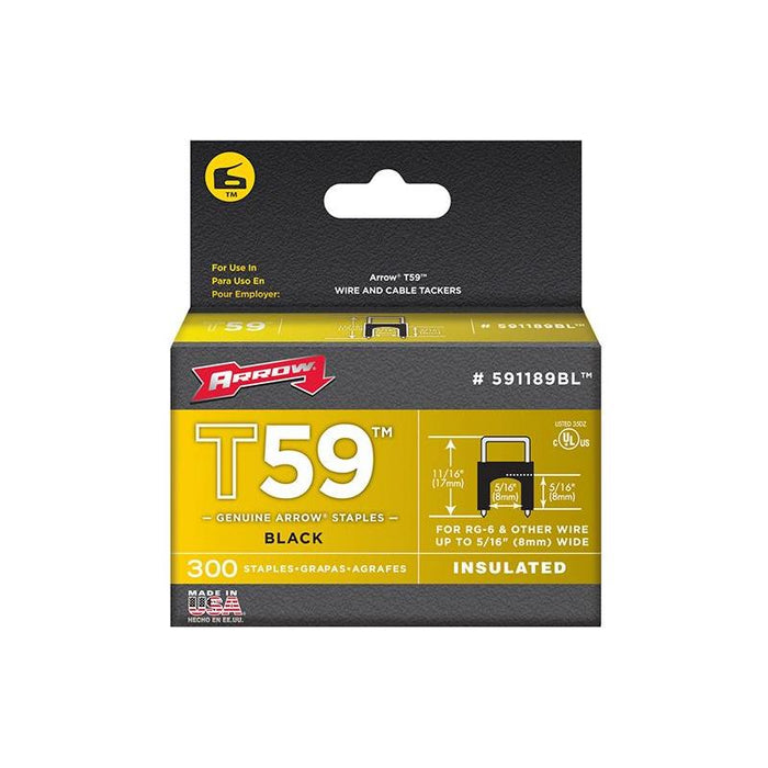 Arrow T59 Insulated Staples Black 8 x 8mm (Box 300) Arrow - Town Tools