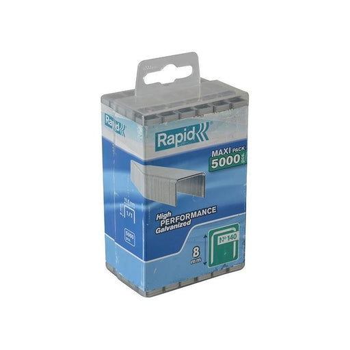 Rapid 140/8 8mm Galvanised Staples (Poly Pack 5000) Rapid - Town Tools