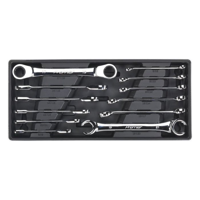 Sealey Tool Tray with Flare Nut & Ratchet Ring Spanner Set 12pc TBT13 Sealey - Town Tools 