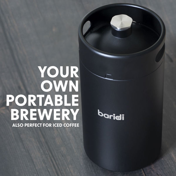 Baridi 5L Matte Black Mini Keg Growler Deluxe Style Beer Tap