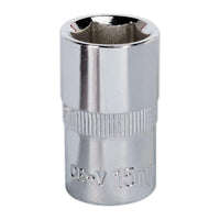 Sealey WallDrive Socket 15mm 1/2"Sq Drive Fully Polished SP1215