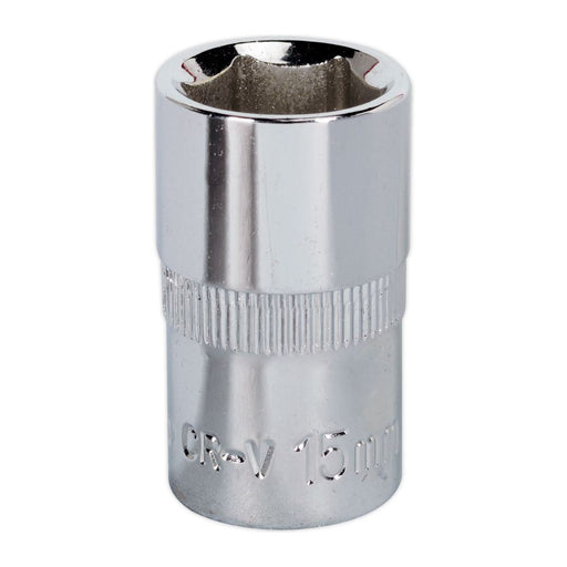 Sealey WallDrive Socket 15mm 1/2"Sq Drive Fully Polished SP1215 Sealey - Town Tools 