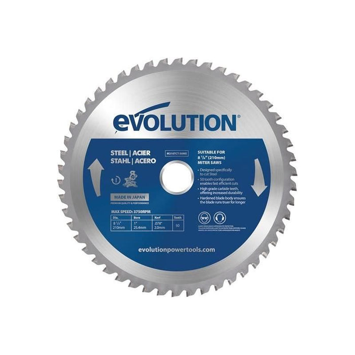 Evolution Mild Steel Cutting Mitre Saw Blade 210 x 25.4mm x 50T Evolution - Town Tools