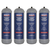 Sealey Disposable Carbon Dioxide Gas Cylinder 1.3kg - Pack of 4 CO21KGD4