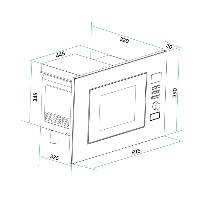 Baridi Integrated Microwave Oven 20L Capacity 900W - Stainless Steel Baridi - Town Tools 