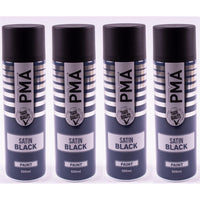 4 X Autotek Satin Black Paint Spray Aerosol 500Ml High Coverage Satin Black