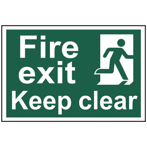 Scan Fire Exit Keep Clear - PVC Sign 300 x 200mm Scan - Town Tools