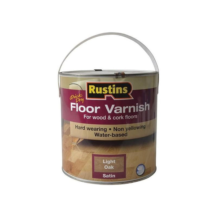 Rustins Quick Dry Coloured Floor Varnish Light Oak 2.5 litre Rustins - Town Tools