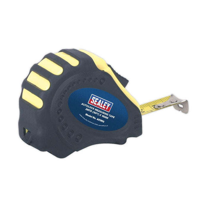 Sealey Metric/Imperial Auto Lock Tape Measure 3m(10ft) x 16mm AK993 Sealey - Town Tools 