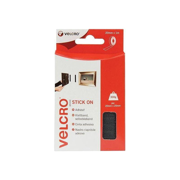 Velcro® Brand VELCRO® Brand Stick On Tape 20mm x 1m Black VELCRO® Brand - Town Tools