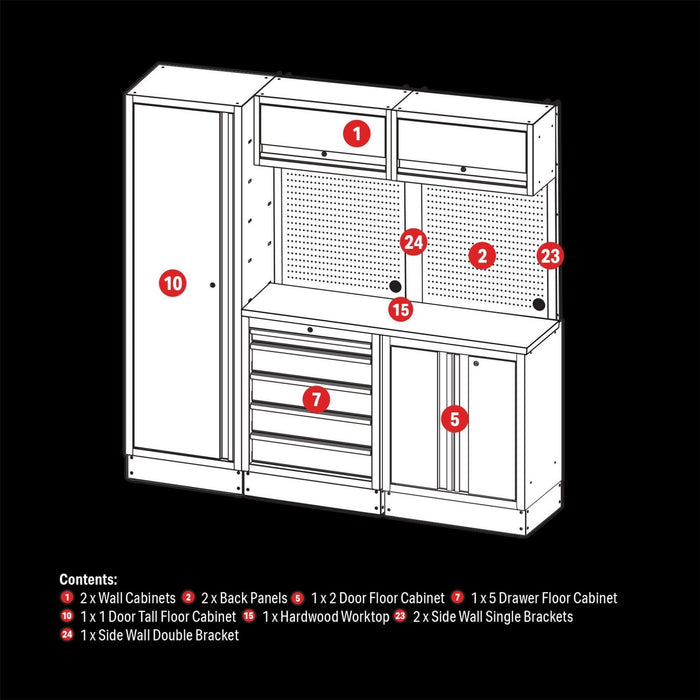 Draper BUNKER Modular Storage Combo with Hardwood Worktop (11 Piece) 04488 Draper - Town Tools 