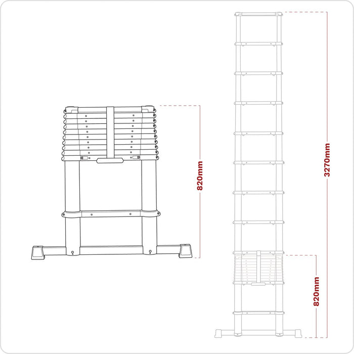 Sealey Telescopic Ladder 11-Tread Aluminium - BS EN 131 ATL11 Sealey - Town Tools 