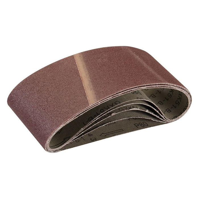 Silverline Sanding Belts 75 x 457mm 5pk 80 Grit Silverline - Town Tools 