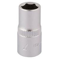 Draper Elora Hexagon Socket, 1/4" Sq. Dr., 7mm 11096