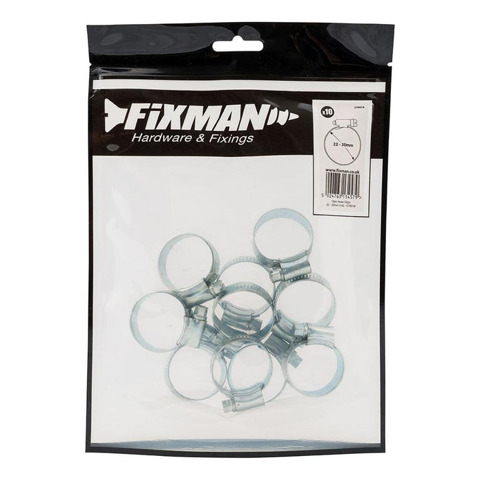 Fixman Hose Clips 10pk 22 - 30mm (1A) Fixman - Town Tools 