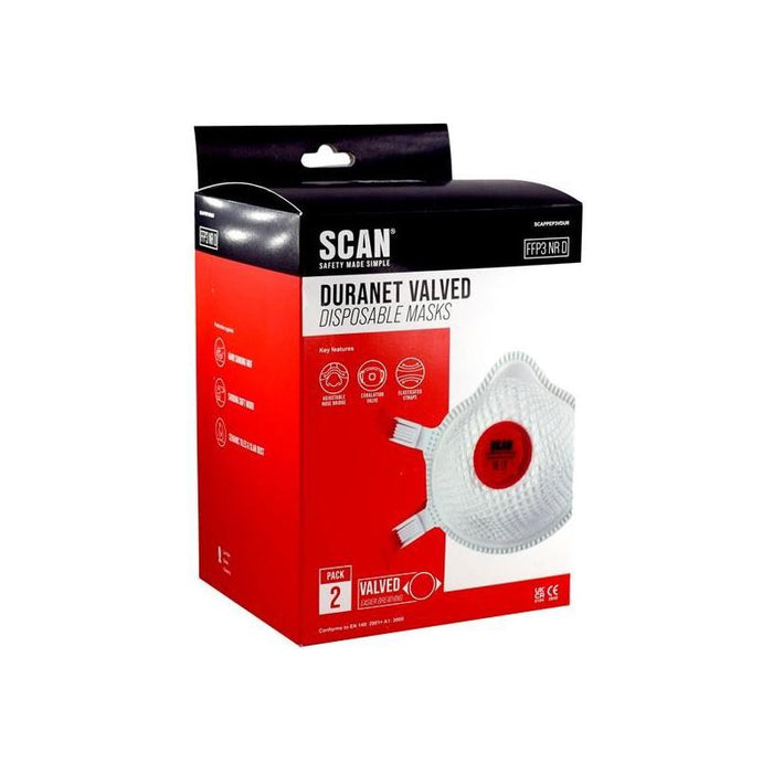 Scan Moulded Valved Masks FFP3 with Mesh (Pack 2) Scan - Town Tools