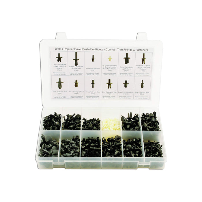 Connect Assorted Drive Rivets (Push-Pins) 350pc 36041 Tool Connection - Town Tools 