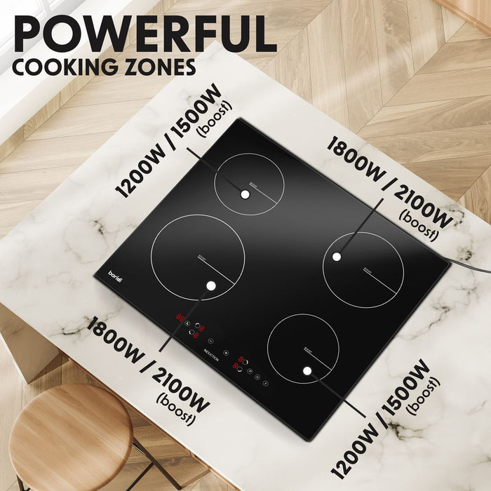 Baridi Integrated Induction Hob with 4 Cooking Zones 60cm 2800W Output