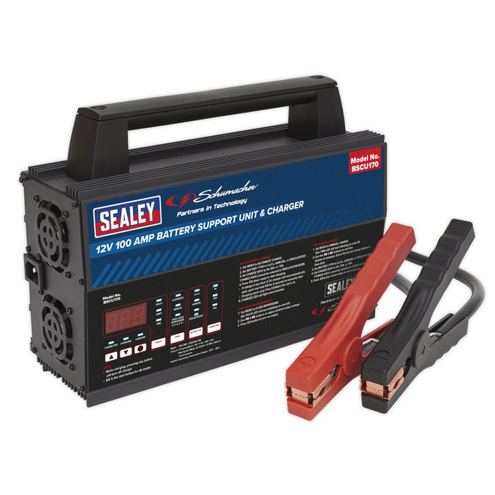 Sealey 12V Battery Support Unit & Charger 100A BSCU170 Sealey - Town Tools 