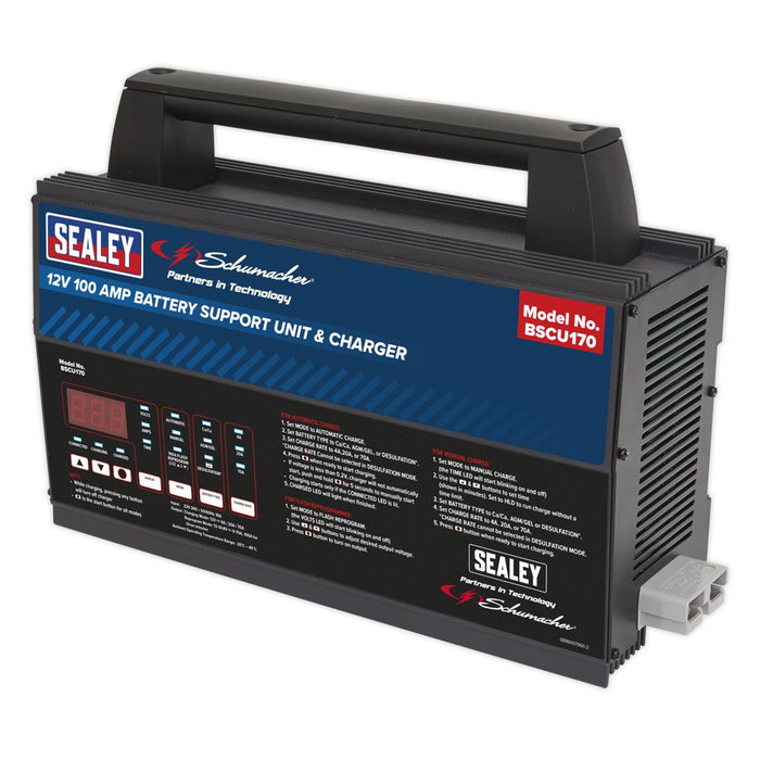 Sealey 12V Battery Support Unit & Charger 100A BSCU170 Sealey - Town Tools 