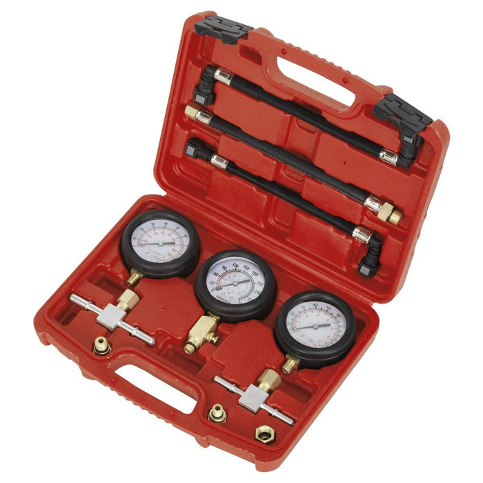 Sealey Motorcycle Compression & Fuel Pressure Gauge Set 3pc MS100 Sealey - Town Tools 