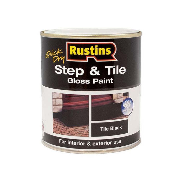 Rustins Quick Dry Step & Tile Paint Gloss Black 500ml Rustins - Town Tools