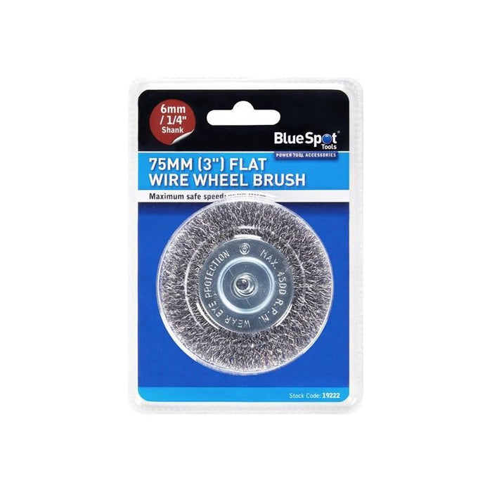 Bluespot Tools Flat Steel Wire Wheel Brush 75mm x 6mm Arbor BlueSpot Tools - Town Tools