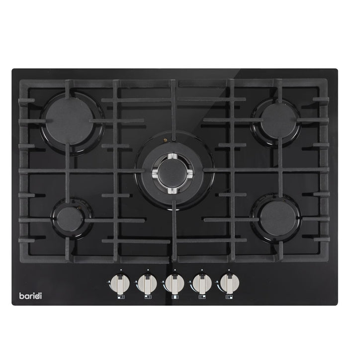 Baridi Gas Hob with 5 Cooking Zones 70cm - Black DH228