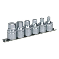 Sealey Hex Socket Bit Set with Rail 6pc Stubby 1/2"Sq Drive Metric AK6561