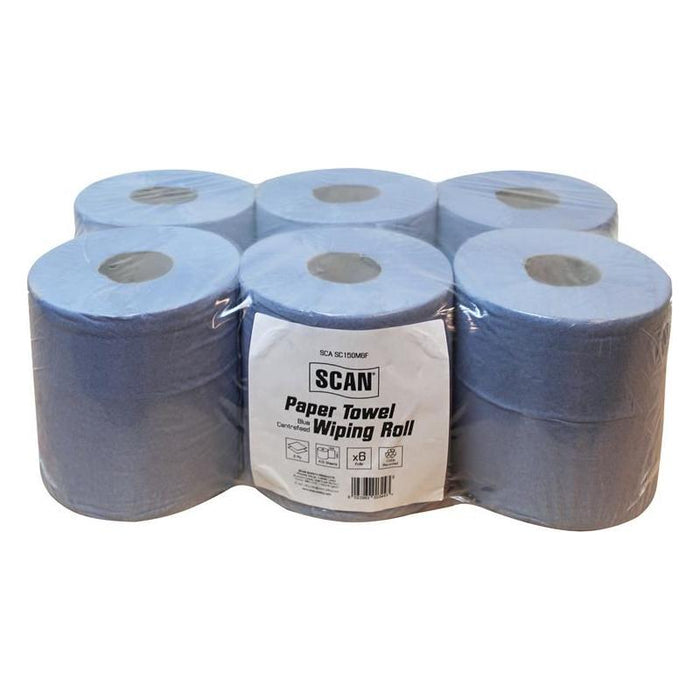Scan Paper Towel Wiping Roll 2-Ply 176mm x 150m (Pack 6) Scan - Town Tools