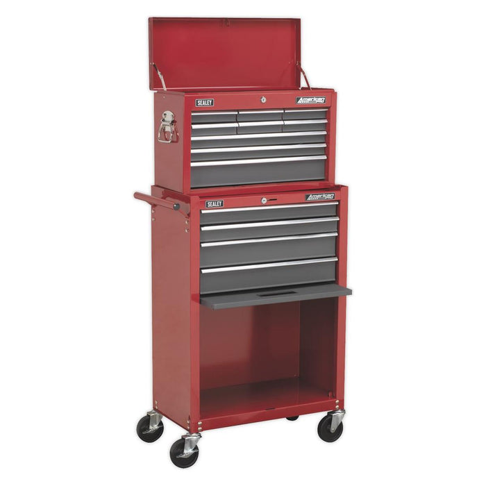 Sealey Topchest & Rollcab Combination 13 Drawer with Ball-Bearing Slides Red/Gre Sealey - Town Tools 