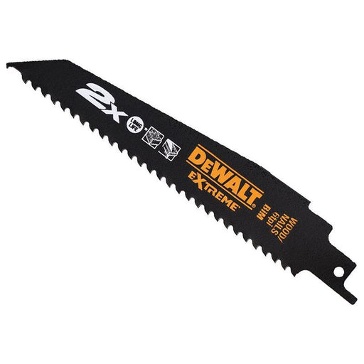 Dewalt Power Tools 2X Life Wood & Nail Reciprocating Blade 305mm x 6 TPI Pack of 5 DeWALT Power Tools - Town Tools