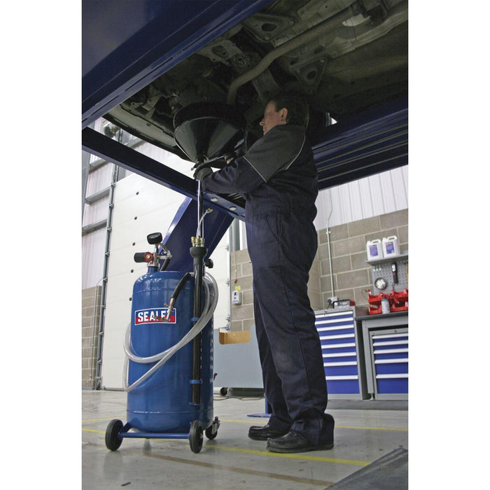 Sealey Air Discharge Mobile Oil Drainer with Probes 90L AK459DX Sealey - Town Tools 