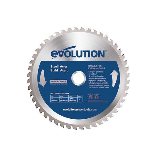Evolution Mild Steel Cutting Circular Saw Blade 230 x 25.4mm x 48T Evolution - Town Tools