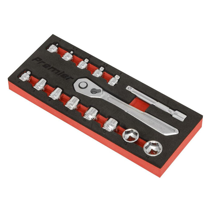 Sealey Low Profile Socket Set 15pc 1/4"Sq Drive Metric Platinum Series AK5783 Sealey - Town Tools 