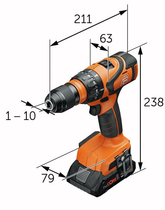 FEIN 2-speed cordless drill/driver ABS 18 Q AS 71132461000 FEIN - Town Tools