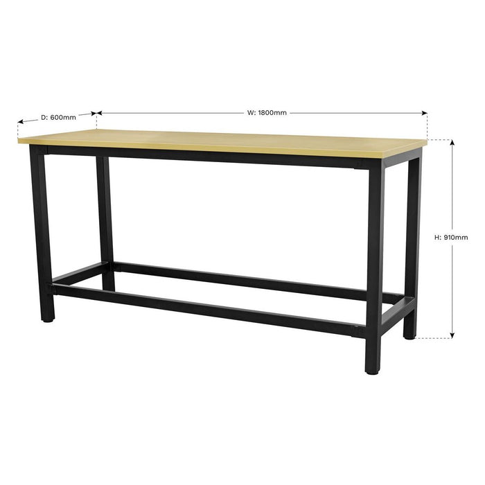 Sealey Workbench 1.8m Steel with 25mm MDF Top AP0618 Sealey - Town Tools 